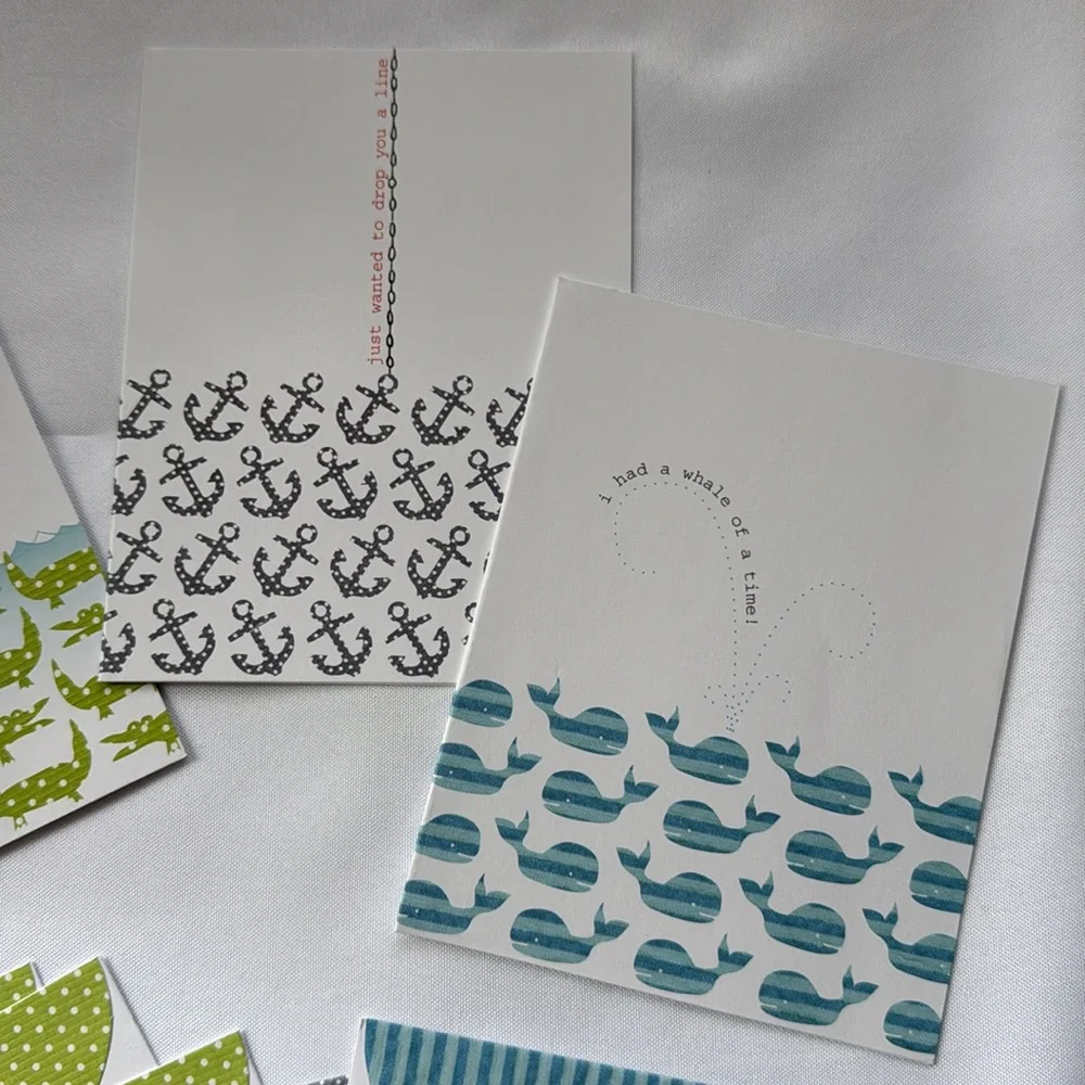Maritime greeting cards assortment set of 5 alligator anchor whale